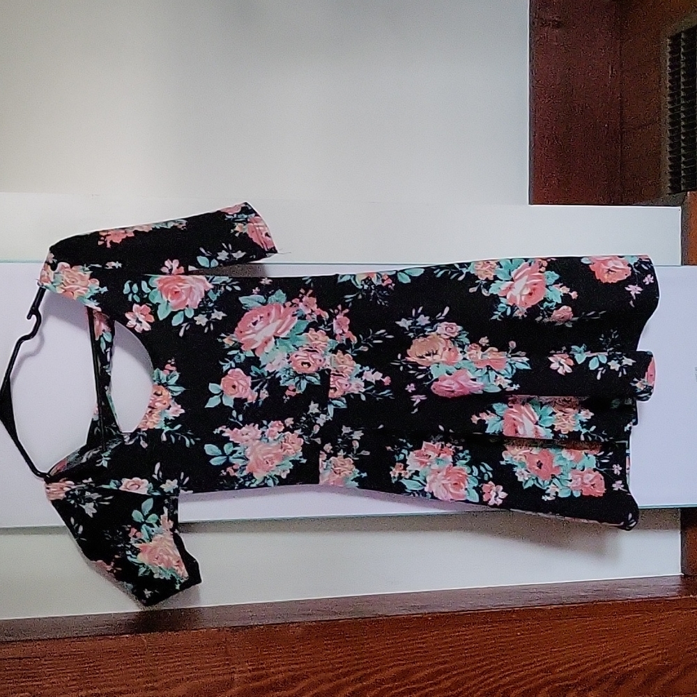 Black Floral dress with open back